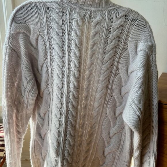 Naked Cashmere Mara Oversized Cableknit Cashmere Cardigan Light Grey XS